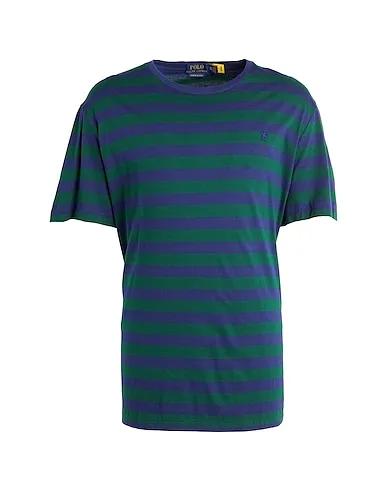 Green T-shirt CUSTOM SLIM FIT STRIPED CREWNECK T-SHIRT
