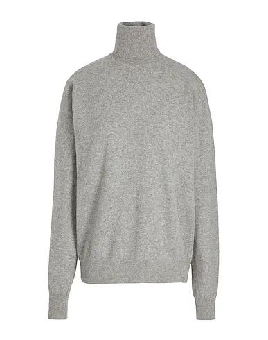 Grey Cashmere blend KNITTED CASHMERE RELAXED FIT ROLL-NECK
