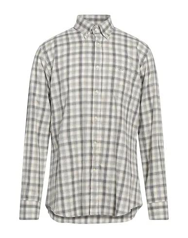 Grey Cotton twill Checked shirt