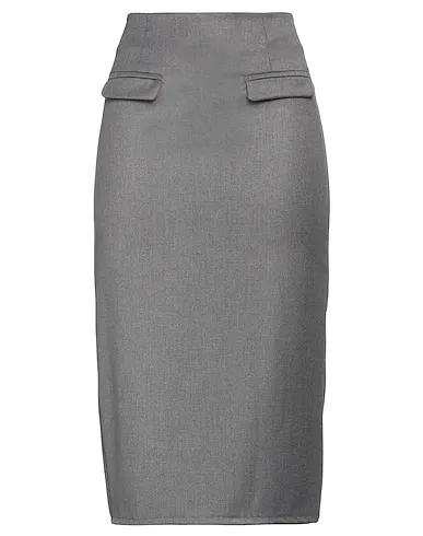 Grey Cotton twill Midi skirt