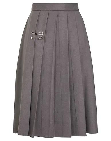 Grey Cotton twill Midi skirt PLEATED MIDI SKIRT
