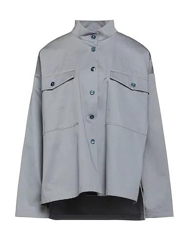 Grey Cotton twill Solid color shirts & blouses