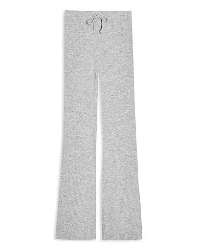 Grey Knitted Casual pants GREY RIBBED FLARED TROUSERS
