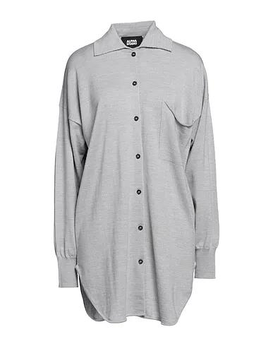 Grey Knitted Solid color shirts & blouses