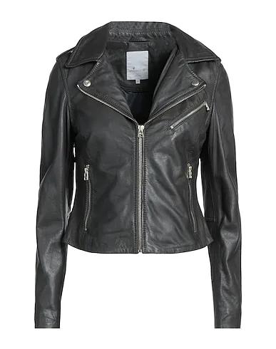 Grey Leather Biker jacket