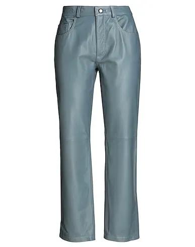 Grey Leather Casual pants LEATHER STRAIGHT LEG PANTS
