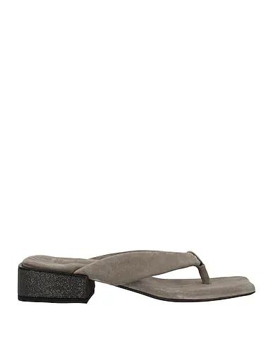 Grey Leather Flip flops