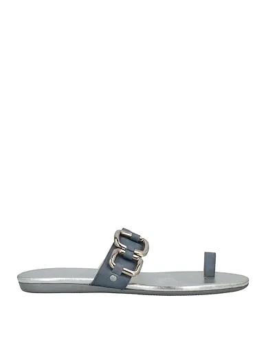 Grey Leather Flip flops