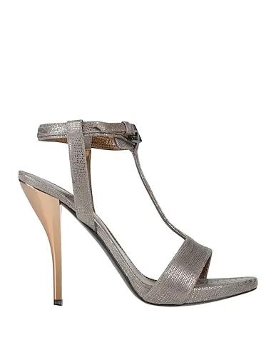 Grey Leather Sandals