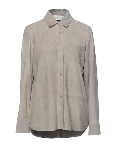 Grey Leather Solid color shirts & blouses