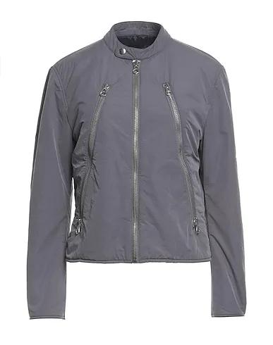 Grey Plain weave Biker jacket