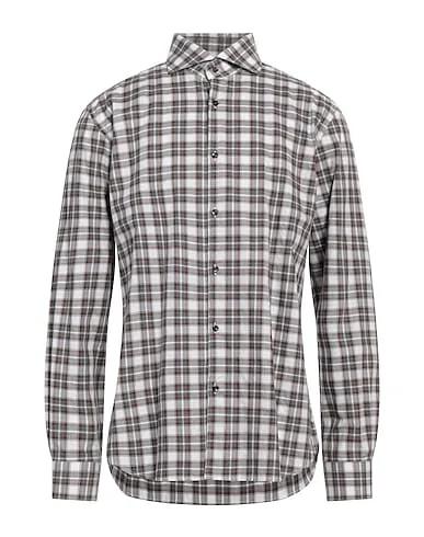 Grey Plain weave Checked shirt