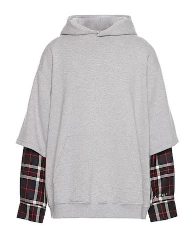 Grey Plain weave Hooded sweatshirt