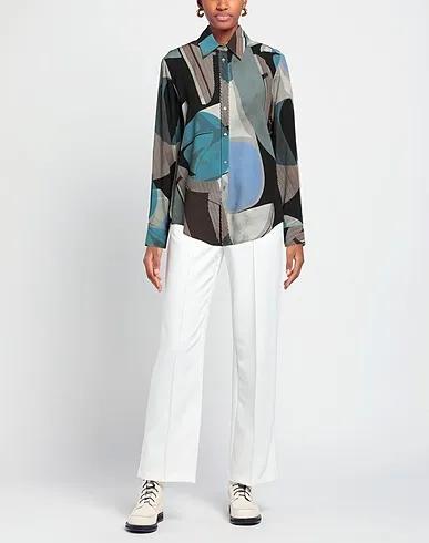 Grey Plain weave Patterned shirts & blouses