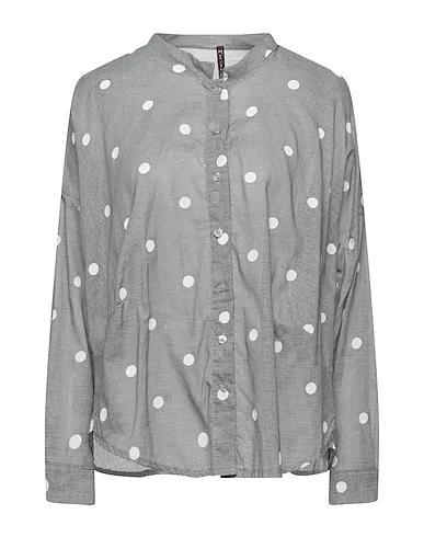 Grey Plain weave Patterned shirts & blouses