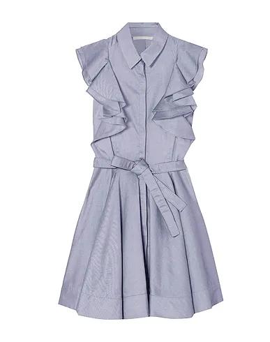 Grey Plain weave Shirt dress