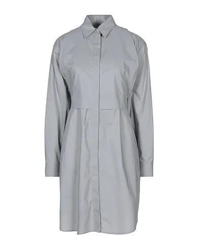 Grey Plain weave Shirt dress