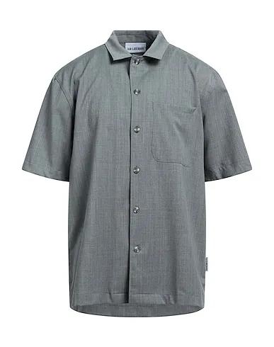 Grey Plain weave Solid color shirt
