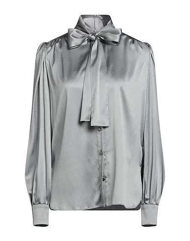 Grey Satin Shirts & blouses with bow