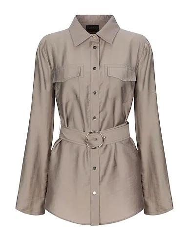 Grey Satin Solid color shirts & blouses