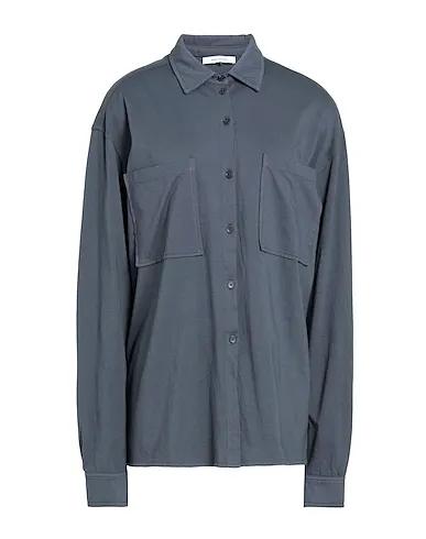 Grey Solid color shirts & blouses ORG CTN POCKET SHIRT

