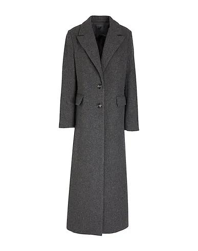 Grey Tweed Coat WOOL SINGLE-BREASTED MAXI COAT
