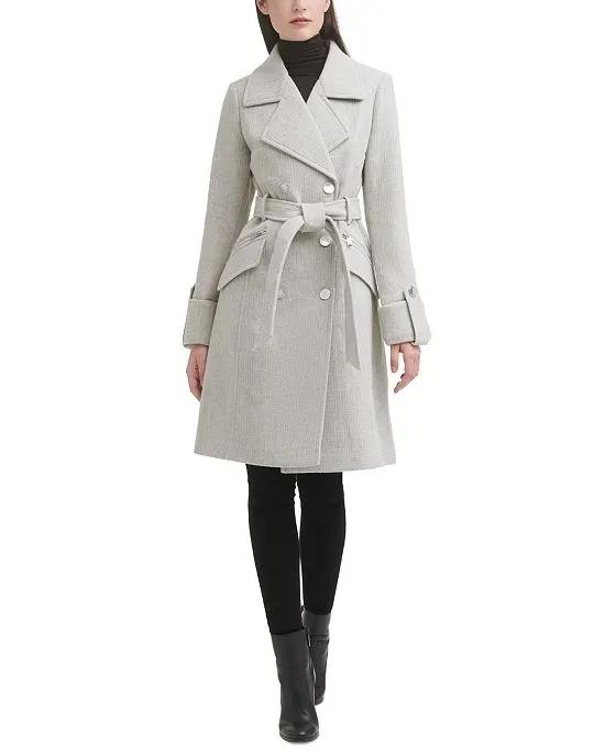 GUESS Women's Double-Breasted Belted Walker Coat