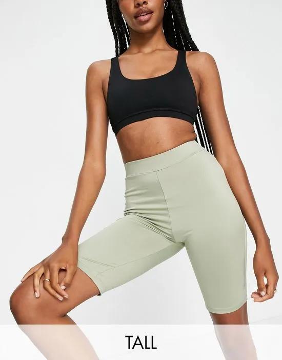 gym legging shorts in sage green