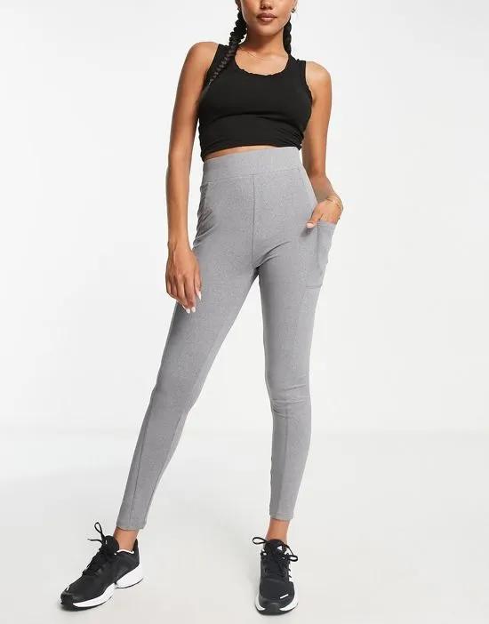gym leggings with pocket detail in gray heather
