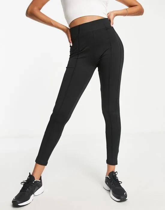 gym leggings with stitch detail in black