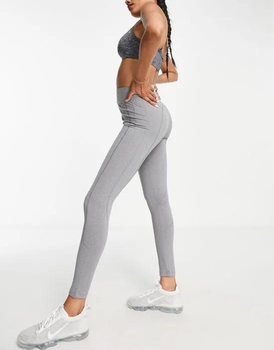 gym leggings with stitch detail in gray heather