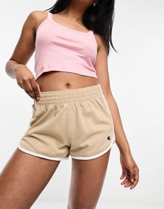 gym shorts with piping in beige