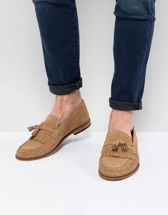 H By Hudson Alloa Suede Loafers In Beige