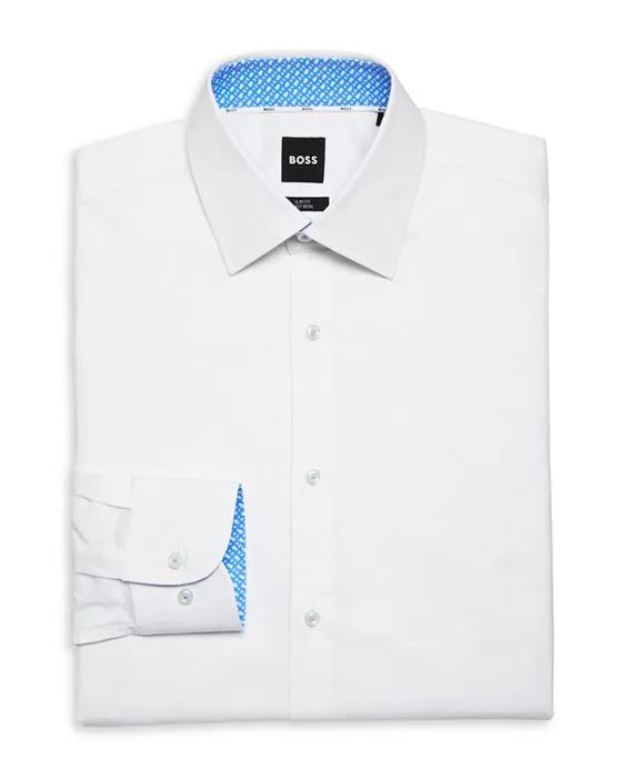 H-Hank-Kent-C3-214 1 Cotton Blend Contrast Trim Slim Fit Dress Shirt
