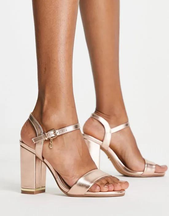 Hailey block heeled sandals in rose gold