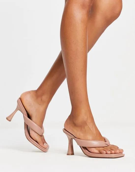 Halle padded toe thong heeled sandals in beige