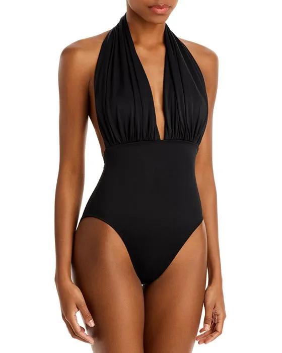 Halter Low Back One Piece Swimsuit