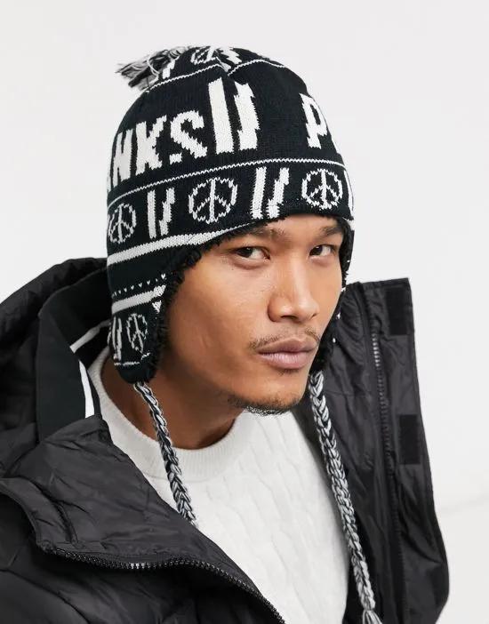 Hang-time chullo beanie in black