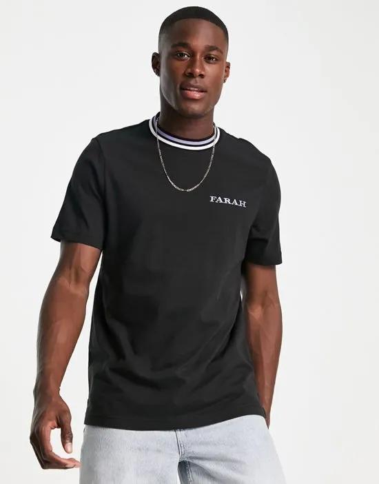 Hanley stripe collar cotton t-shirt in black