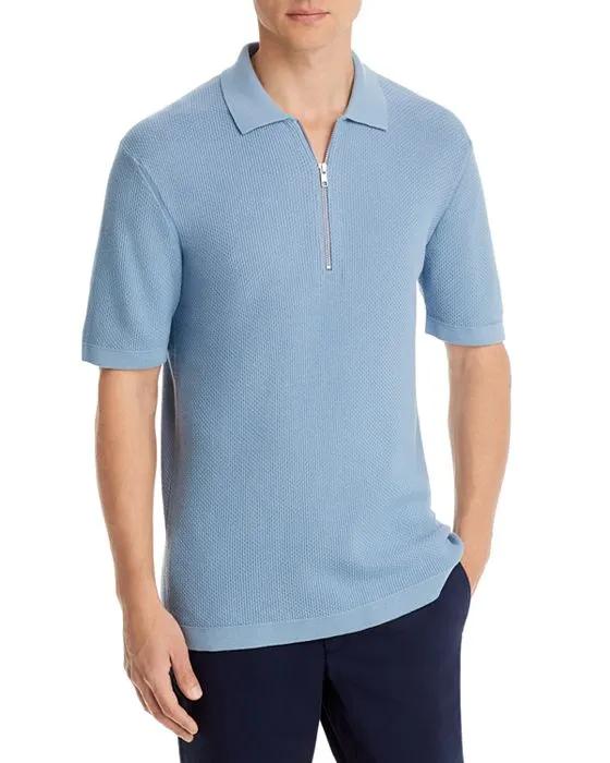 Hansie Cotton Regular Fit Quarter Zip Polo Shirt 