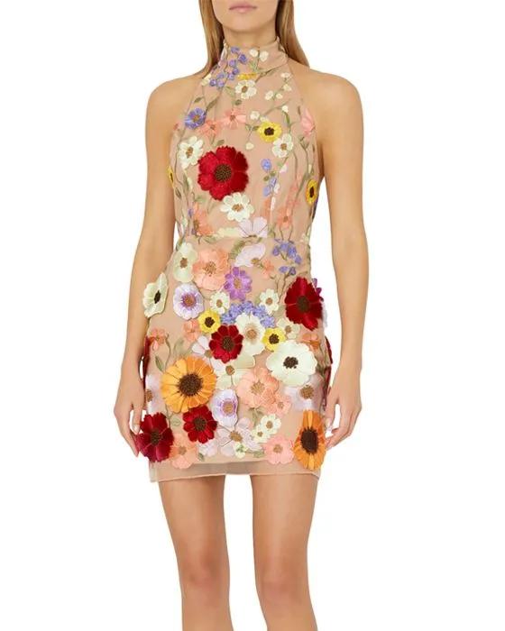Hariet 3D Flower Sleeveless Mini Dress