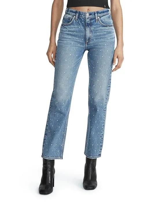 Harlow Embellished Straight Leg Jeans in Everly Jewel