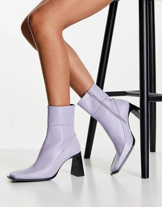 Harper leather high ankle boots in lilac