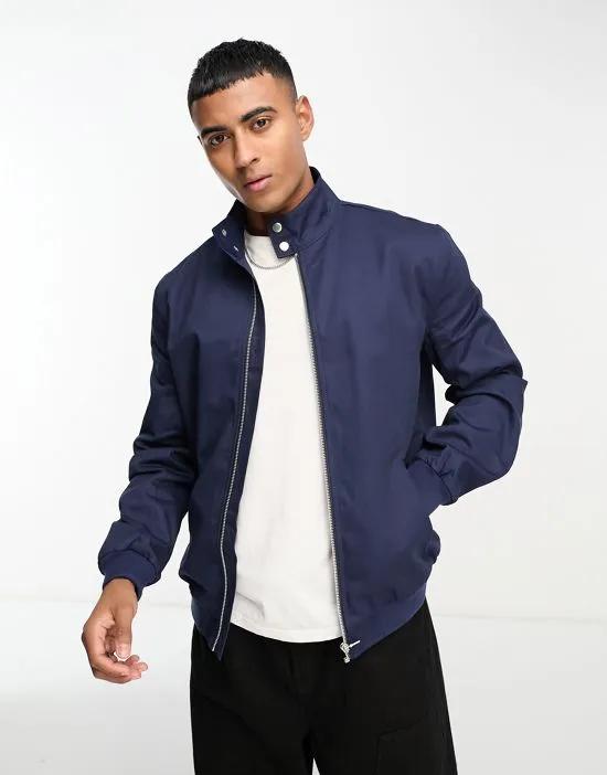 harrington jacket with funnel neck in navy