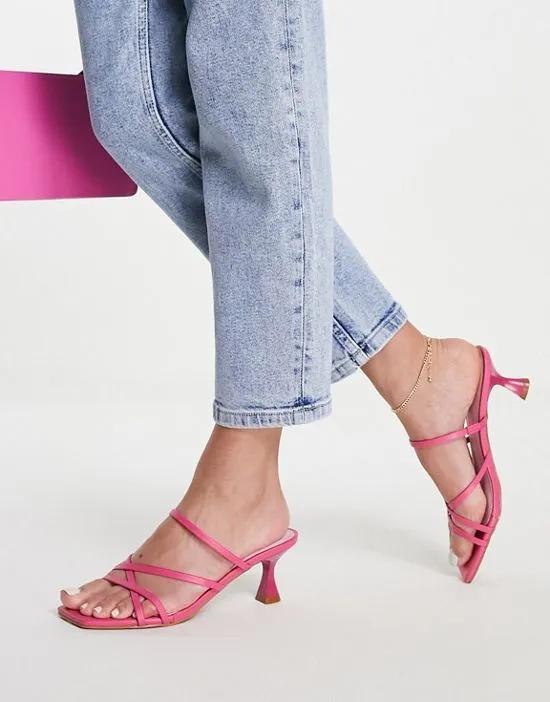 Hart strappy mid heeled mules in pink