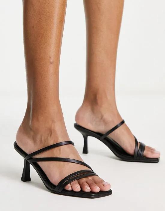 Hartley strappy mid heeled mules in black