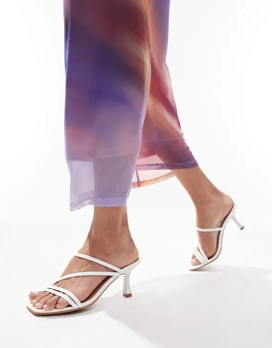 Hartley strappy mid sandal heeled mules in white