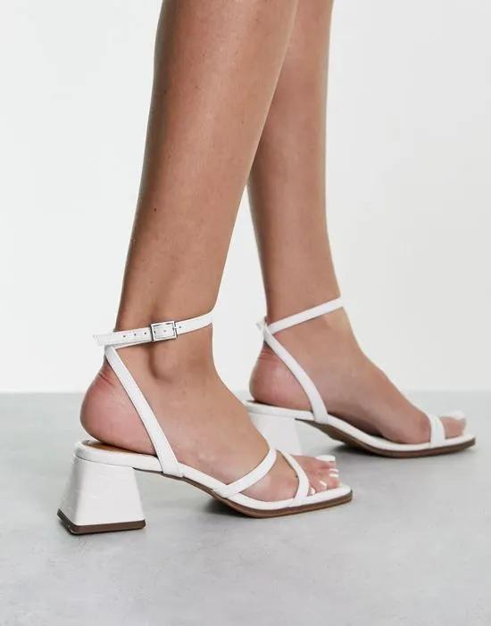 Hastings mid block heeled sandals in white