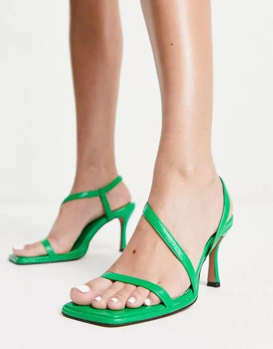Haya asymmetric mid heeled sandals in green