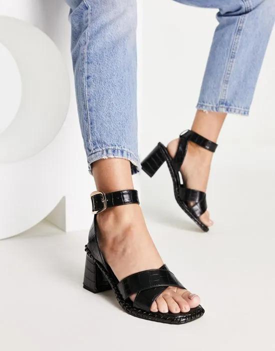 Hayward block heeled mid sandals in black